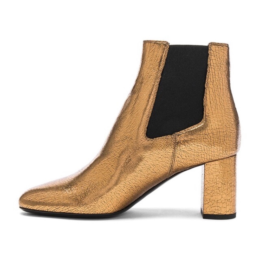 Authentic Saint Laurent Cracked Metallic Gold LouLou Boots Size 38 - Picture 4 of 16